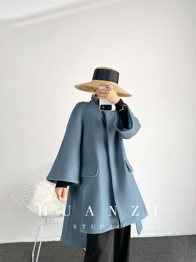 Retro cape loose woolen coat - Milia