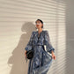 Aconiconi｜French  elegant blue print spring summer dress - hiju