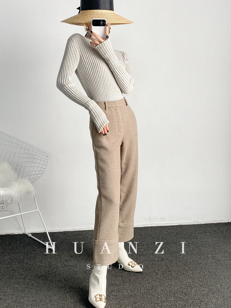 High end pile collar knitted turtleneck sweater -Sulia
