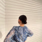Aconiconi｜French  elegant blue print spring summer dress - hiju