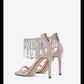 Fringed rhinestone stiletto high heels sandals - Amina