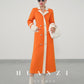 Huanzi high-grade contrasting color double-sided cashmere woolen coat new autumn and winter waist waist long- Trina