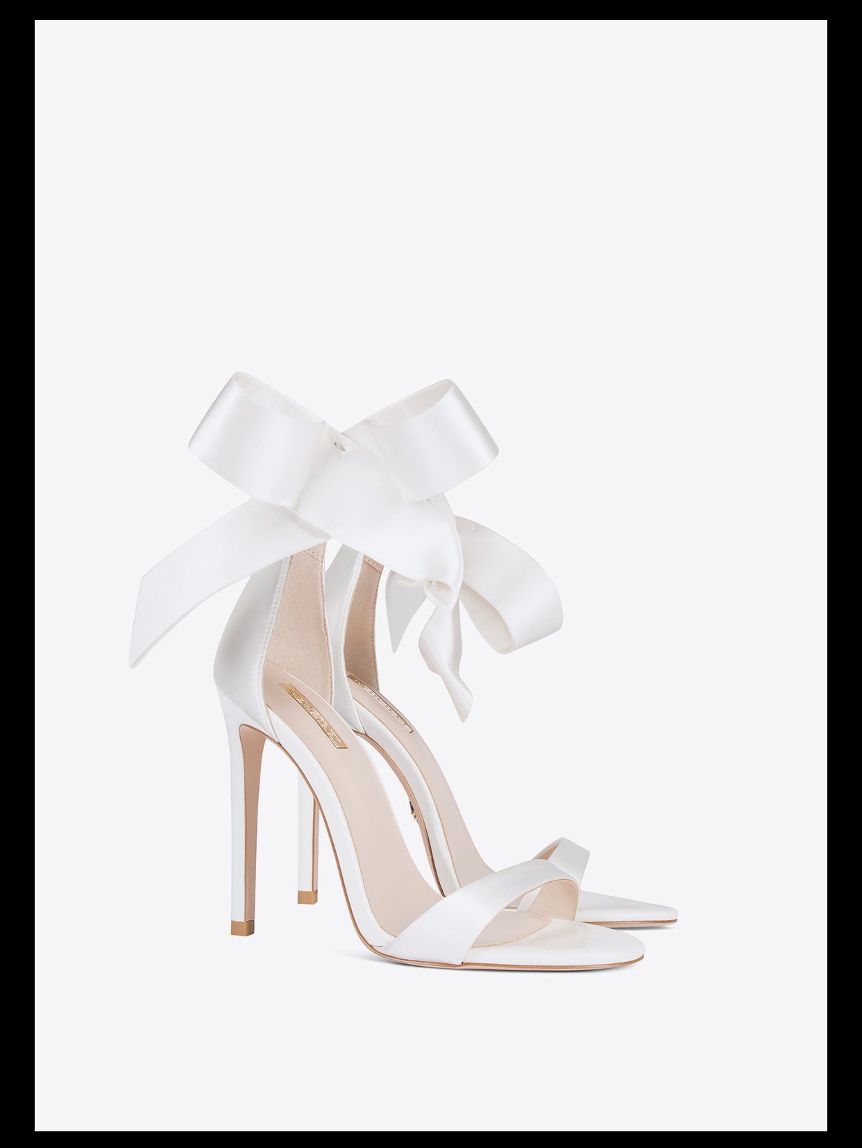 New bow stiletto open toe high heel white sandals - Miadi