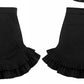 Retro Hepburn inspired black high waist pleated skirt puff sleeves chiffon top two piece suit set- Chia