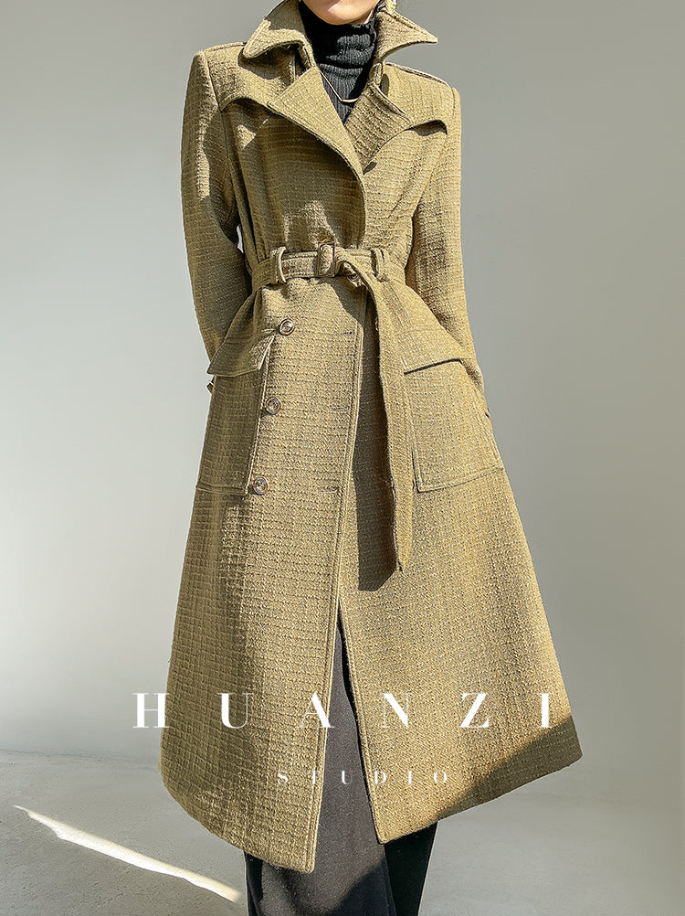 Autumn Fall winter light luxury high-end wool tweed plaid coat jacket - Kuli