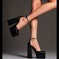 Sky high Mary Jane square thick heel square head shoes - black Pettio