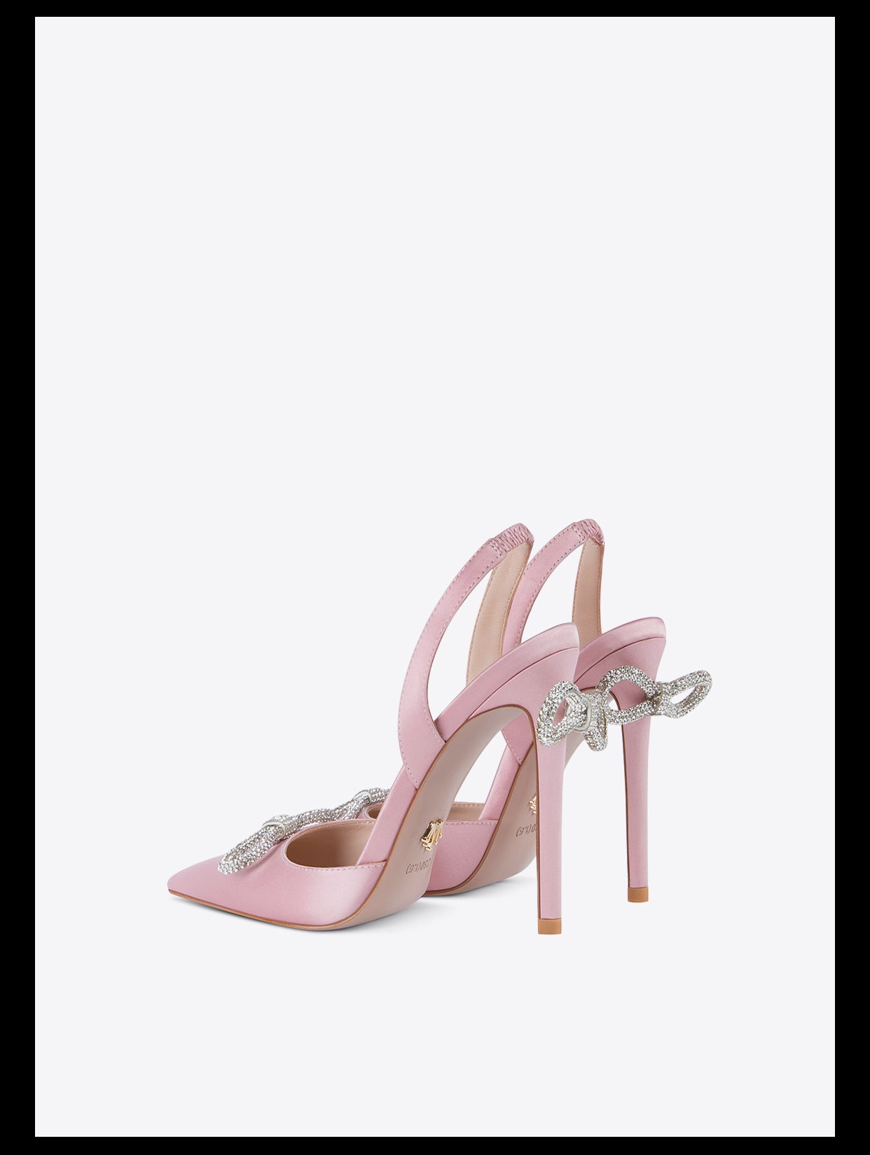 Elegant Pink sling back silk rhinestone stiletto high heel pumps - Nara