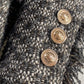 Wool Rough Flower Middle Gray Black High end Winter Jacket Coat- Teisd