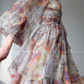 Aconiconi｜retro French print lantern sleeve short summer dress - Hanashima