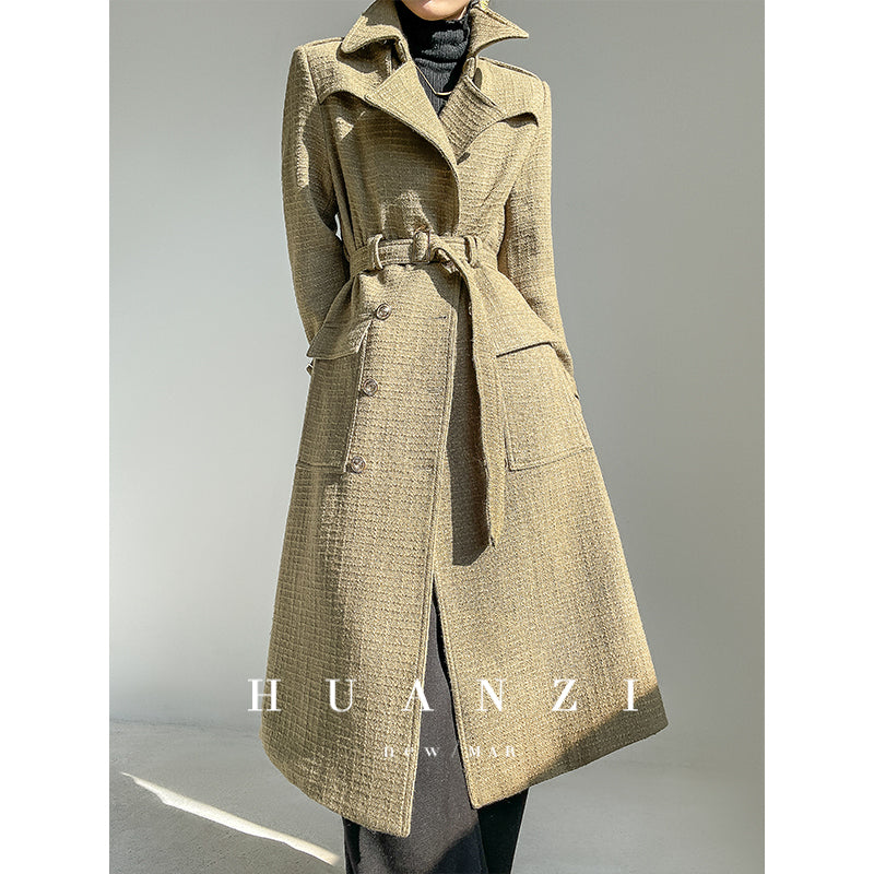 Autumn Fall winter light luxury high-end wool tweed plaid coat jacket - Kuli