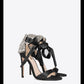 Rhinestone butterfly stiletto lace up dressy open toe high heel wedding sandals - Midiao