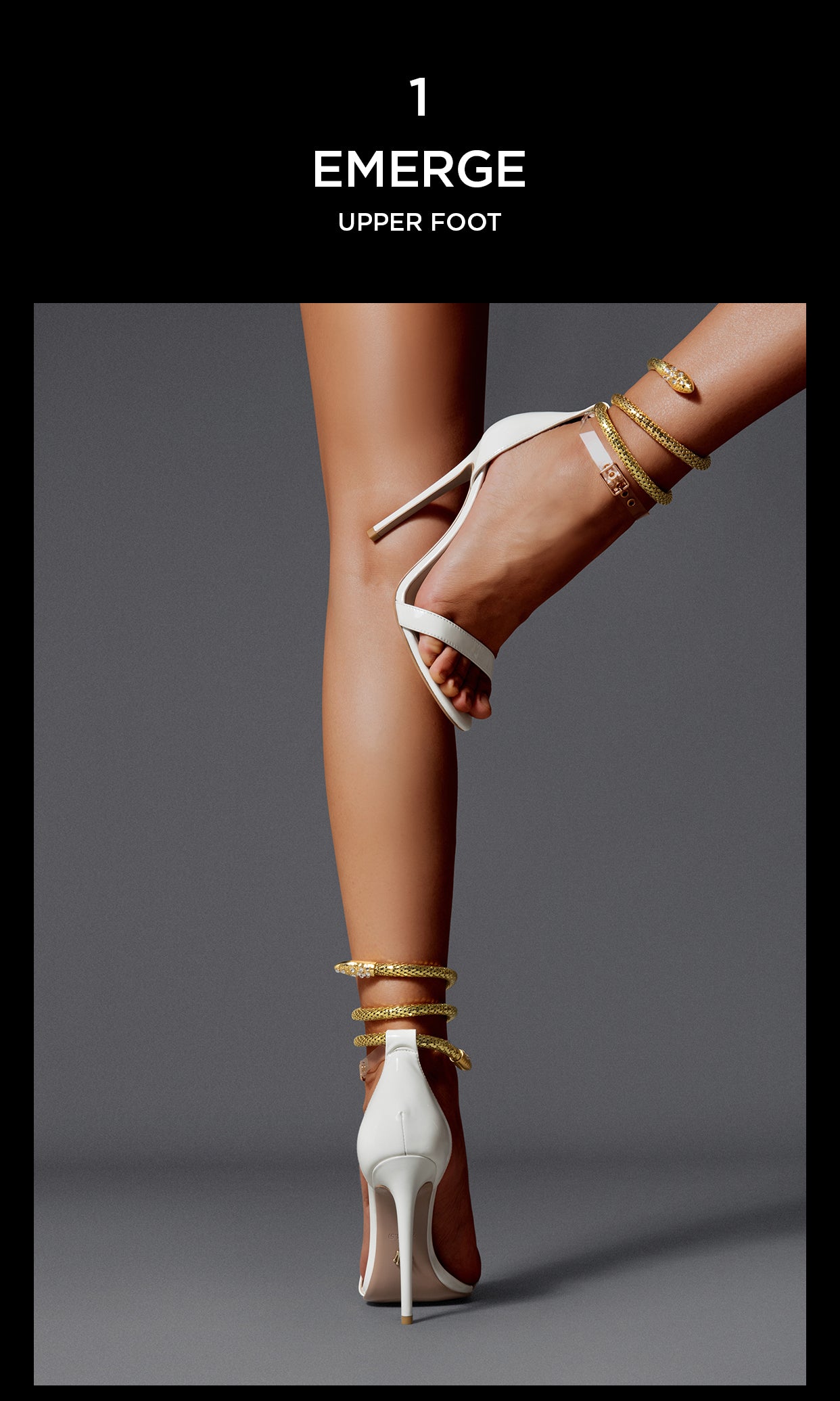 Open-toe high-heel metal snake buckle stiletto sandals - Kao white