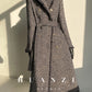 Wool Rough Flower Middle Gray Black High end Winter Jacket Coat- Teisd