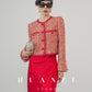 Huanzi custom 2022 autumn and winter new high-definition handmade red tweed temperament lady style small fragrant wind jacket female