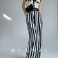 Huanzi custom striped wide-leg pants summer drape high waist trousers - Luie