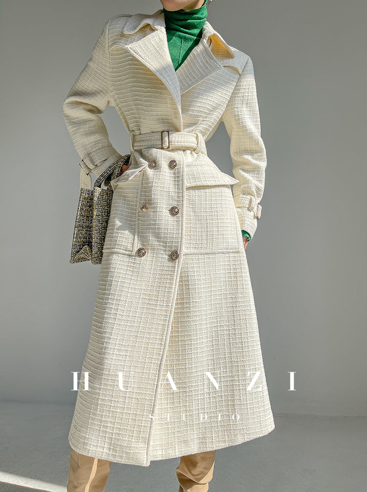 Autumn Fall winter light luxury high-end wool tweed plaid coat jacket - Kuli