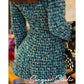 Exquisite blue long sleeve wool high-end luxury short jumpsuit - Pio