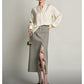 SUSHE Heavy Elegant Wave Slit Spring Skirt -  monet vision