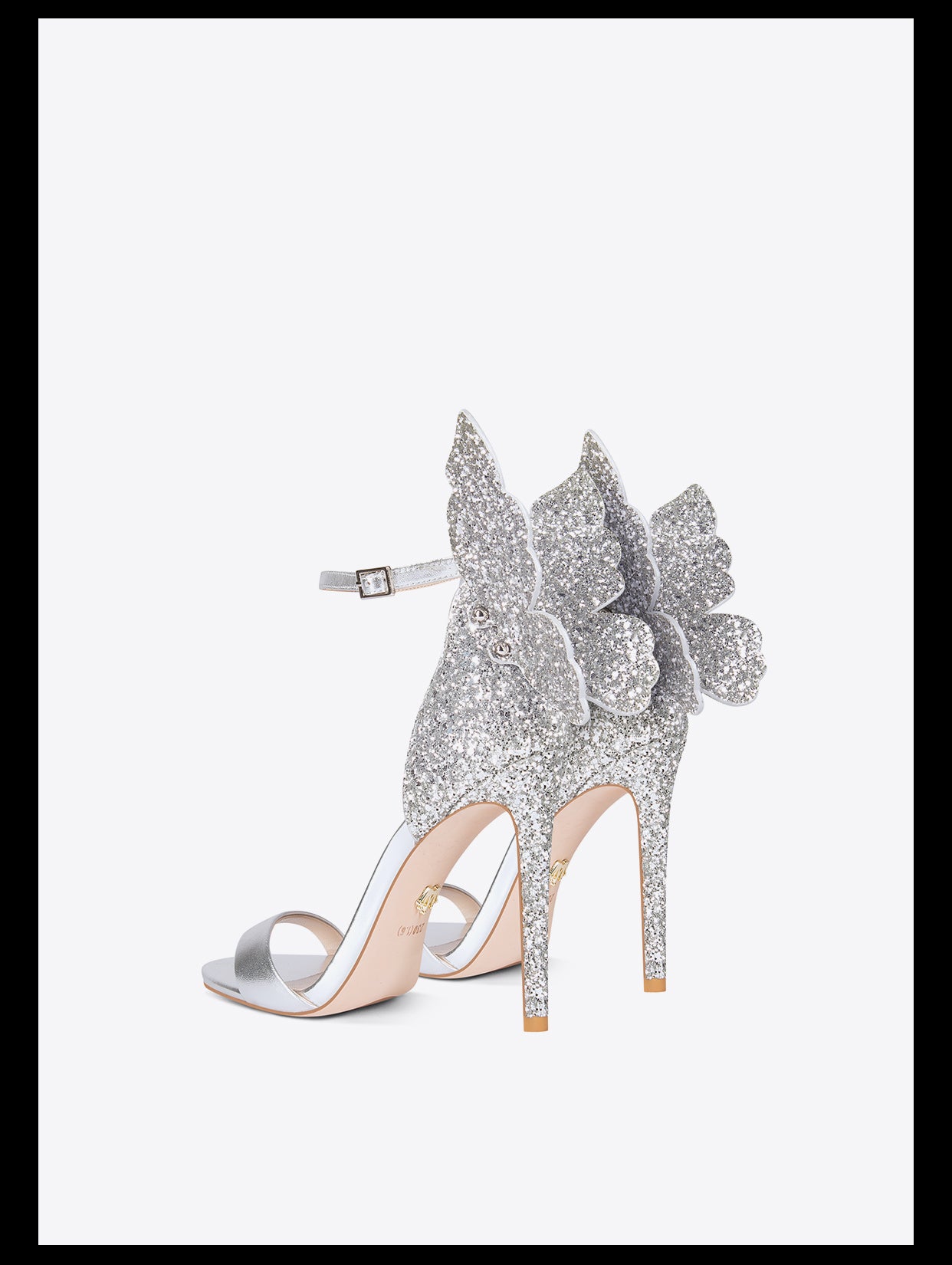 Sexy open-toed sequins glitter butterfly stiletto princess high heels sandals - Moxi