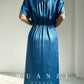 HUANZI custom designer high-end glossy silky elegant dress -Diana Crystal Pink