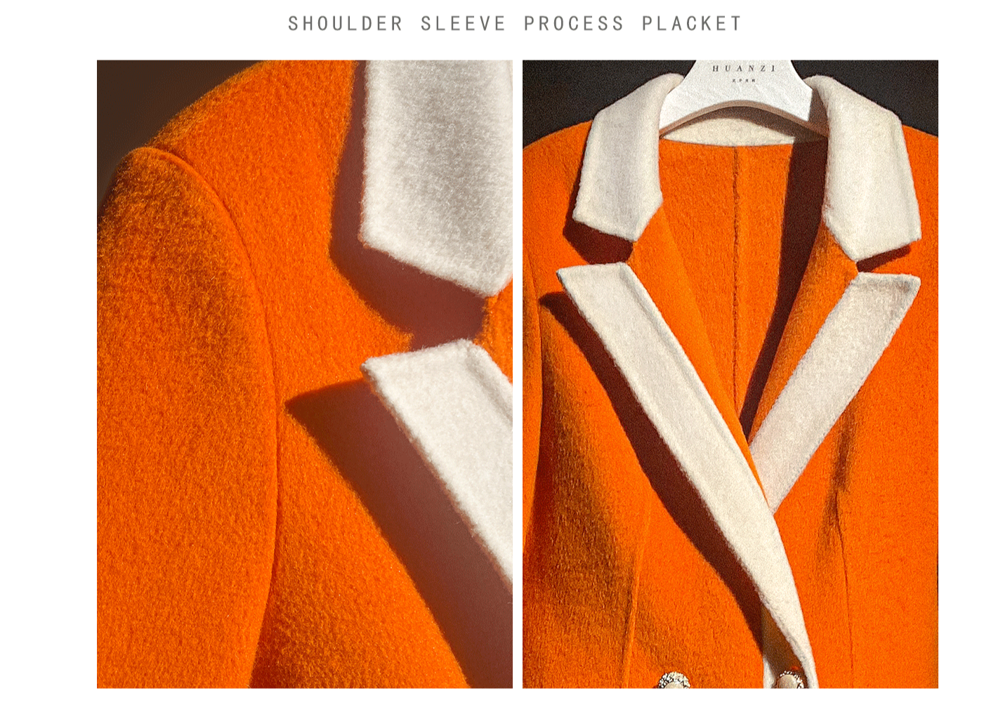 Huanzi high-grade contrasting color double-sided cashmere woolen coat new autumn and winter waist waist long- Trina