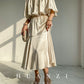 HUANZI custom designer acetic loose short-sleeved silky elegant dress -Leila passion