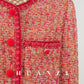 Huanzi custom 2022 autumn and winter new high-definition handmade red tweed temperament lady style small fragrant wind jacket female