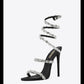 Black pearl rhinestone ankle scoil sexy open toe high heels stiletto sandals - Nooi