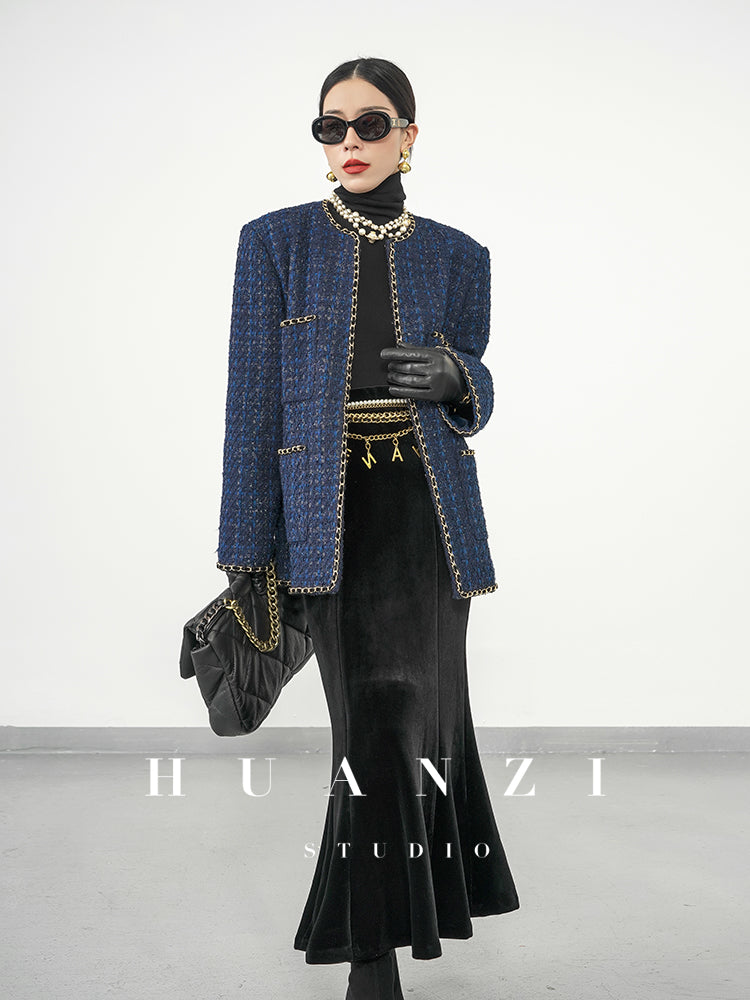 Huanzi new collection-level high-definition small fragrant wind jacket female plaid suit with a complete set- Bibi