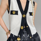 Huanzi V-neck knitted summer sleeveless outer top - lkop