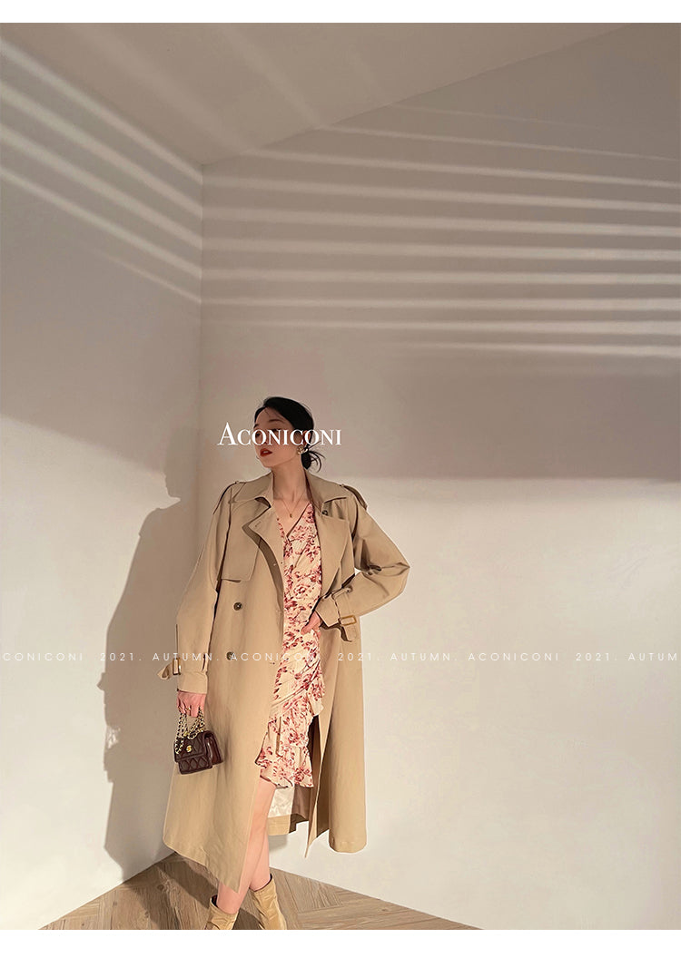 Aconiconi｜French retro print fishtail ruffle dress - Nioe Long