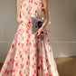 Aconiconi｜Flower heavy pleated French romantic vacation style loose sling midi dress - chimes