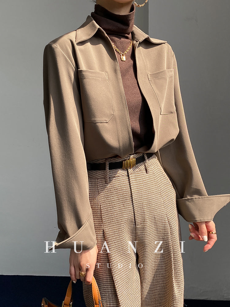Huanzi custom high end quality shirts professional iron-free pullover loose retro shirt - Tiblw