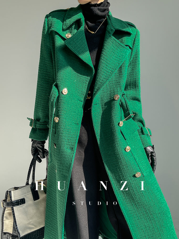 Autumn Fall winter light luxury high-end wool tweed plaid coat jacket - Kuli