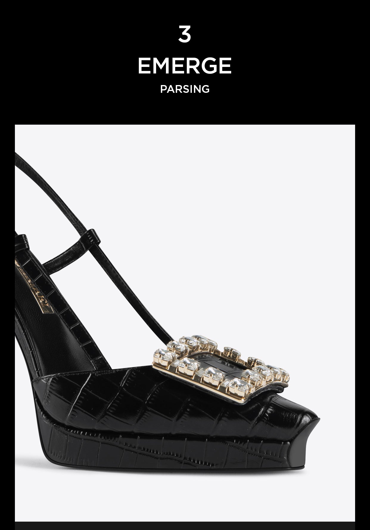 Gorgeous rhinestone square buckle black stiletto high heel sling back shoes pumps - Tabitha
