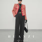 Huanzi custom 2022 autumn and winter new high-definition handmade red tweed temperament lady style small fragrant wind jacket female