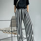 Huanzi custom striped wide-leg pants summer drape high waist trousers - Luie