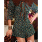 Exquisite blue long sleeve wool high-end luxury short jumpsuit - Pio