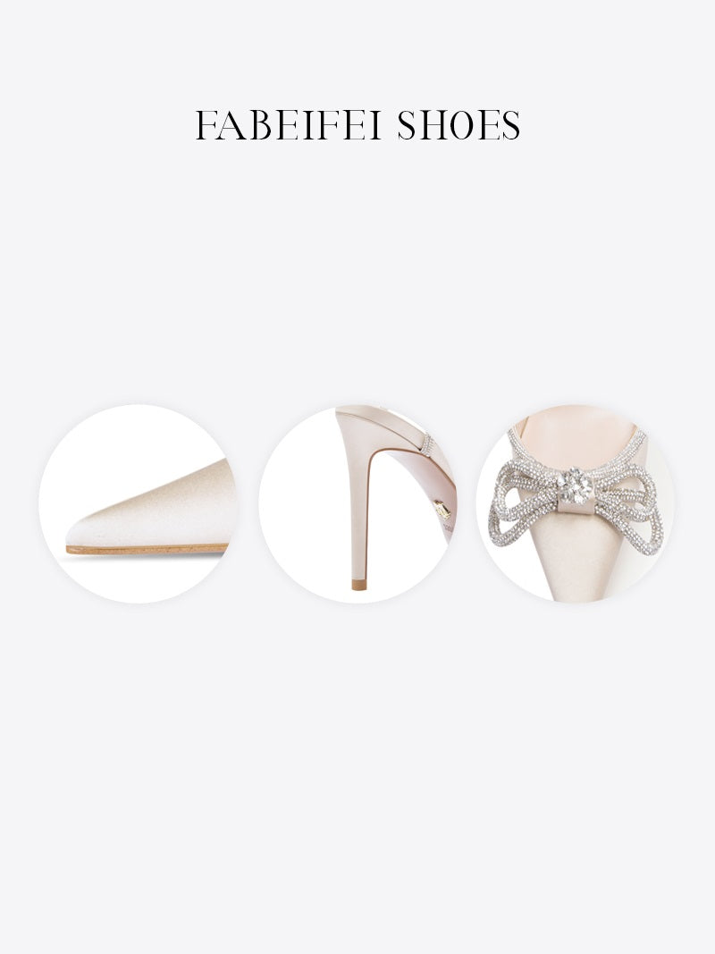 Fabei Fei pointed toe rhinestone bow stiletto high heel buckle strap - Trriu			 							        							Membership vouchers over 400-50