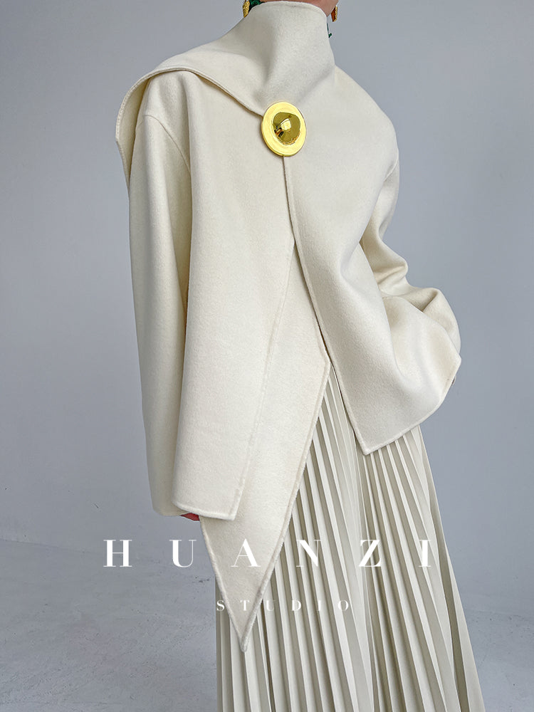 Double-sided wool autumn winter short cashmere coat - Lioew