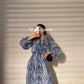 Aconiconi｜French  elegant blue print spring summer dress - hiju