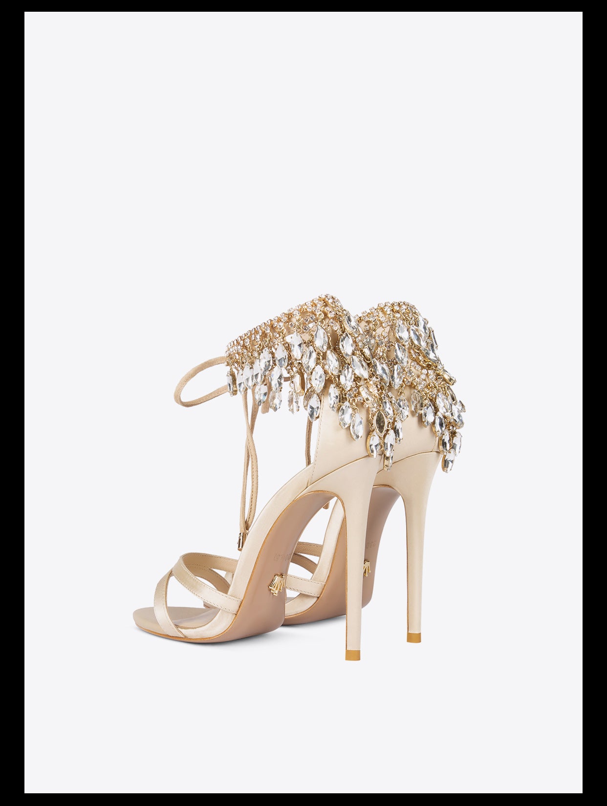 crystal drop open-toe lace-up dress high-heel sandals shoes - Imia