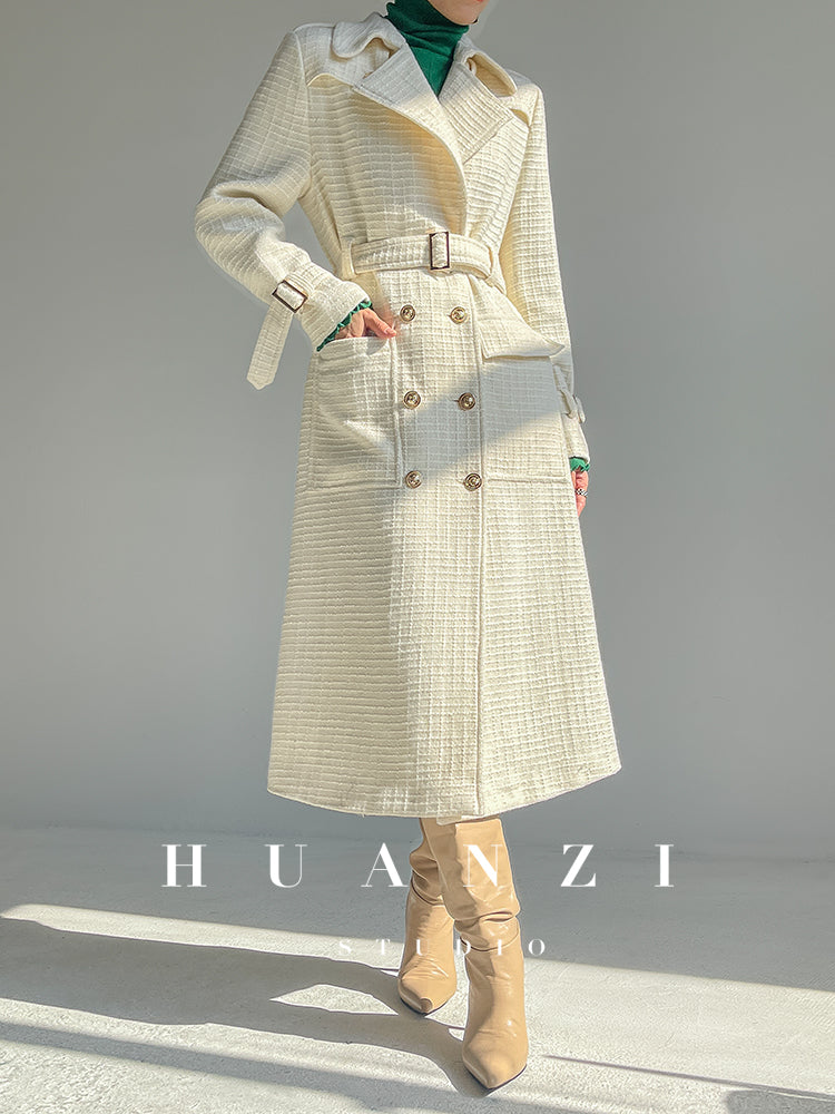 Autumn Fall winter light luxury high-end wool tweed plaid coat jacket - Kuli