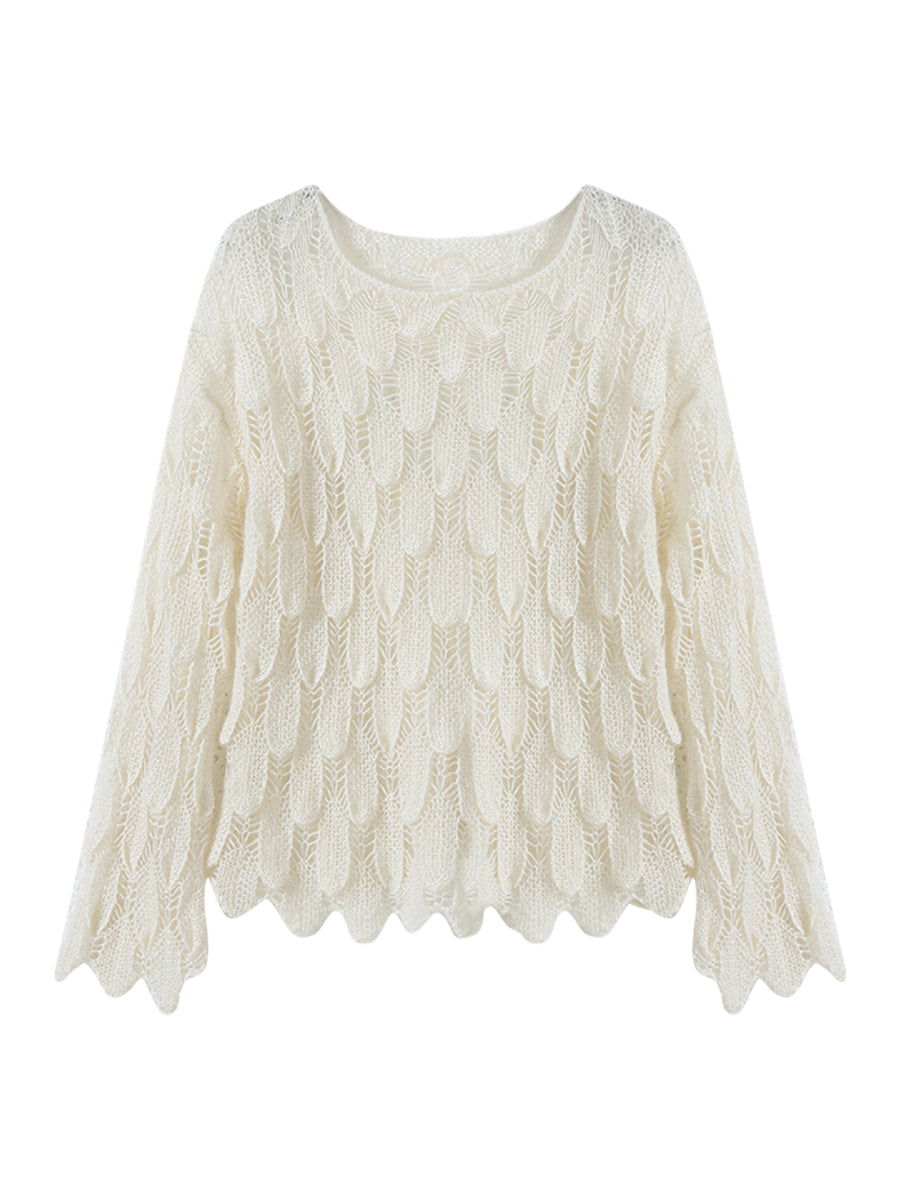 luxury high-end Romantic ultra-young mohair cropped neckline pullover sweater