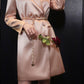 Ruisumi fashion commuting light luxury satin glossy pink suit skirt French mid-length coat- Thilia