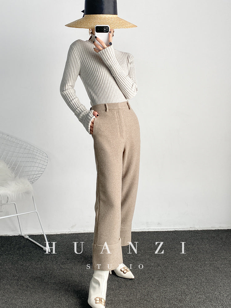 High end pile collar knitted turtleneck sweater -Sulia