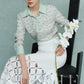 High end coconut cream white cut out knitted pencil Spring white skirt - Lalu