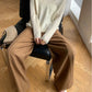 WANXO camel high waist drooping casual pants new straight loose wide leg pants- Tela