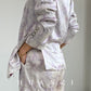 high-quality luxury triacetic tye dye satin long-sleeved short suit - libo