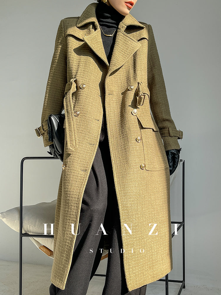 Autumn Fall winter light luxury high-end wool tweed plaid coat jacket - Kuli